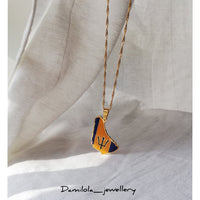 Barbados Flag Map Necklace - Gold/Silver