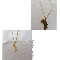 Big Africa Map Necklace 'Isokan' - Gold/Silver