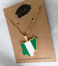 Nigeria Flag Map Necklace - 'Unity and Faith' - Gold/Silver