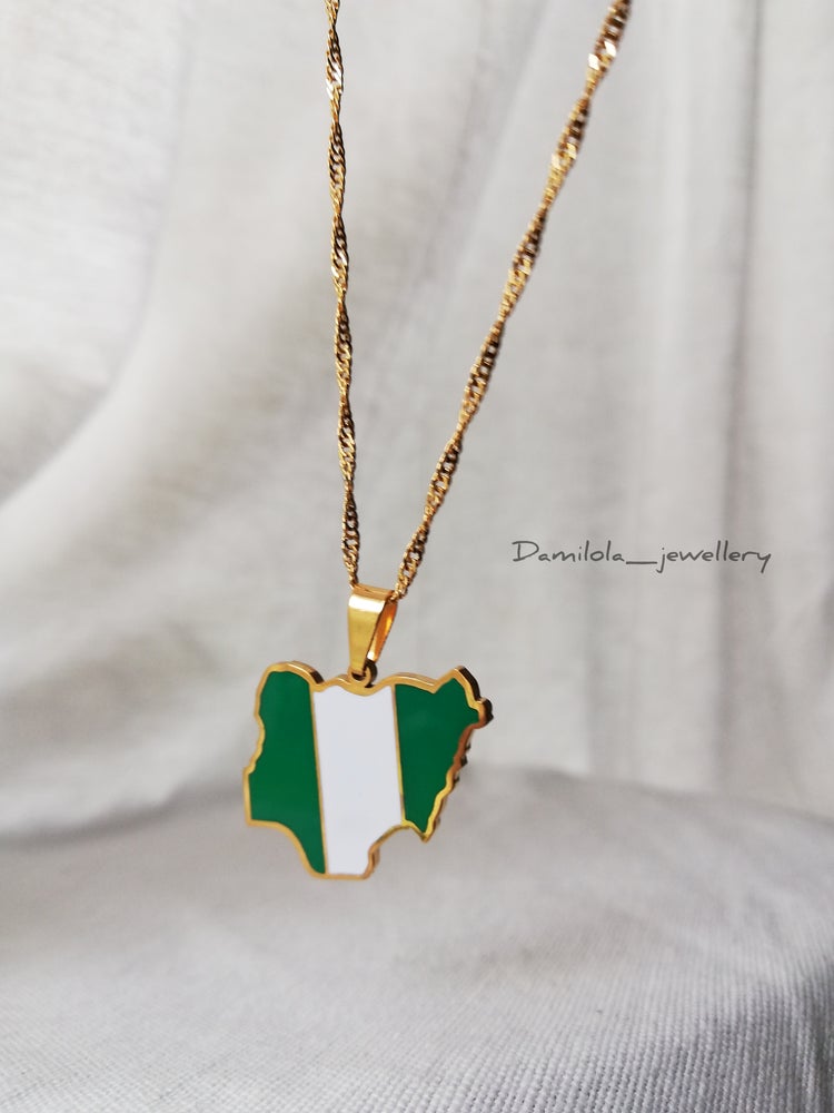 Nigeria Flag Map Necklace - 'Unity and Faith' - Gold/Silver