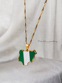 Nigeria Flag Map Necklace - 'Unity and Faith' - Gold/Silver
