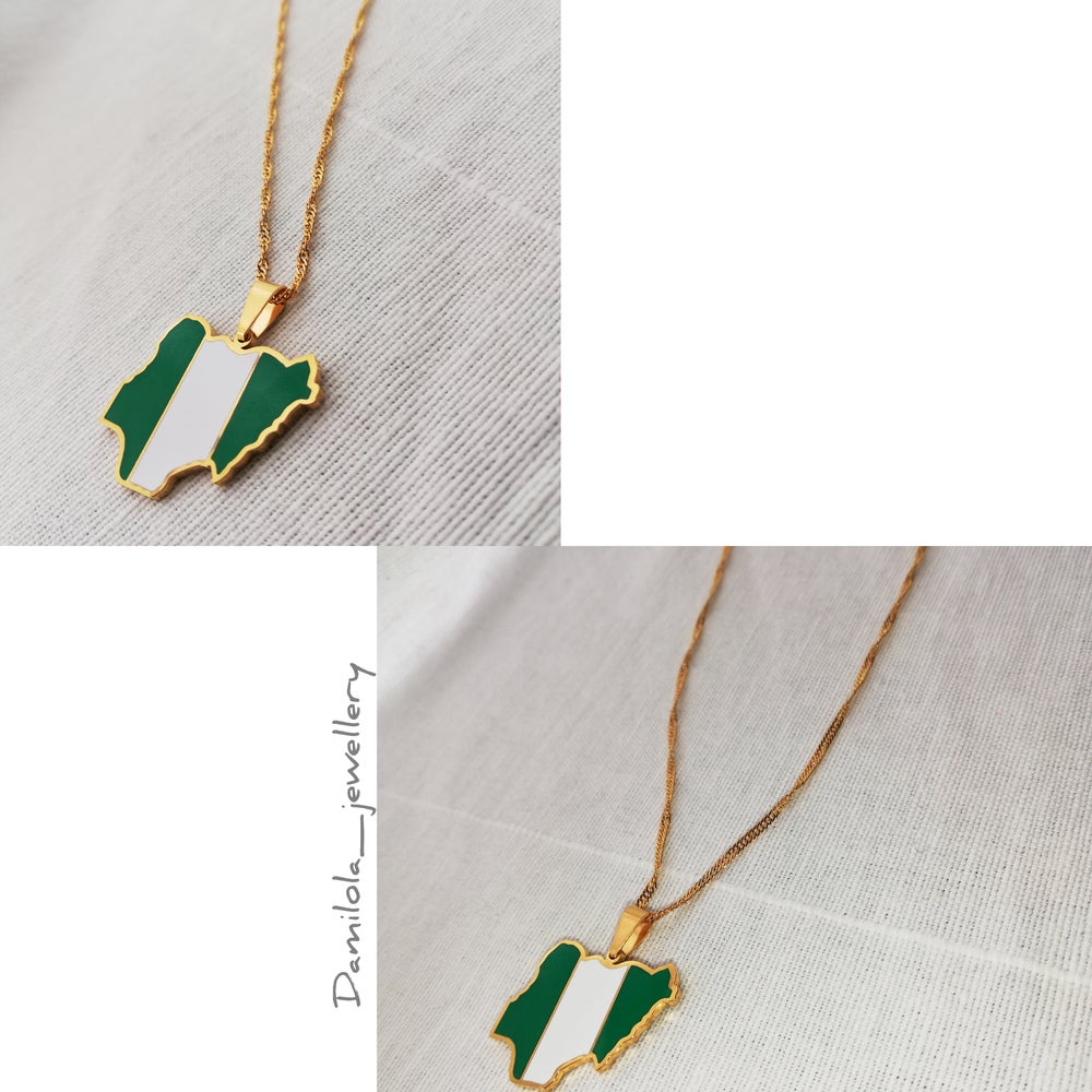 Nigeria Flag Map Necklace - 'Unity and Faith' - Gold/Silver