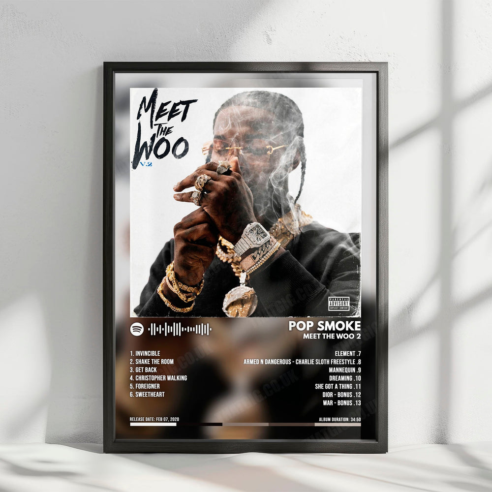 Pop Smoke "Meet the Woo 2" Album Cover Poster - with Complete Tracklist