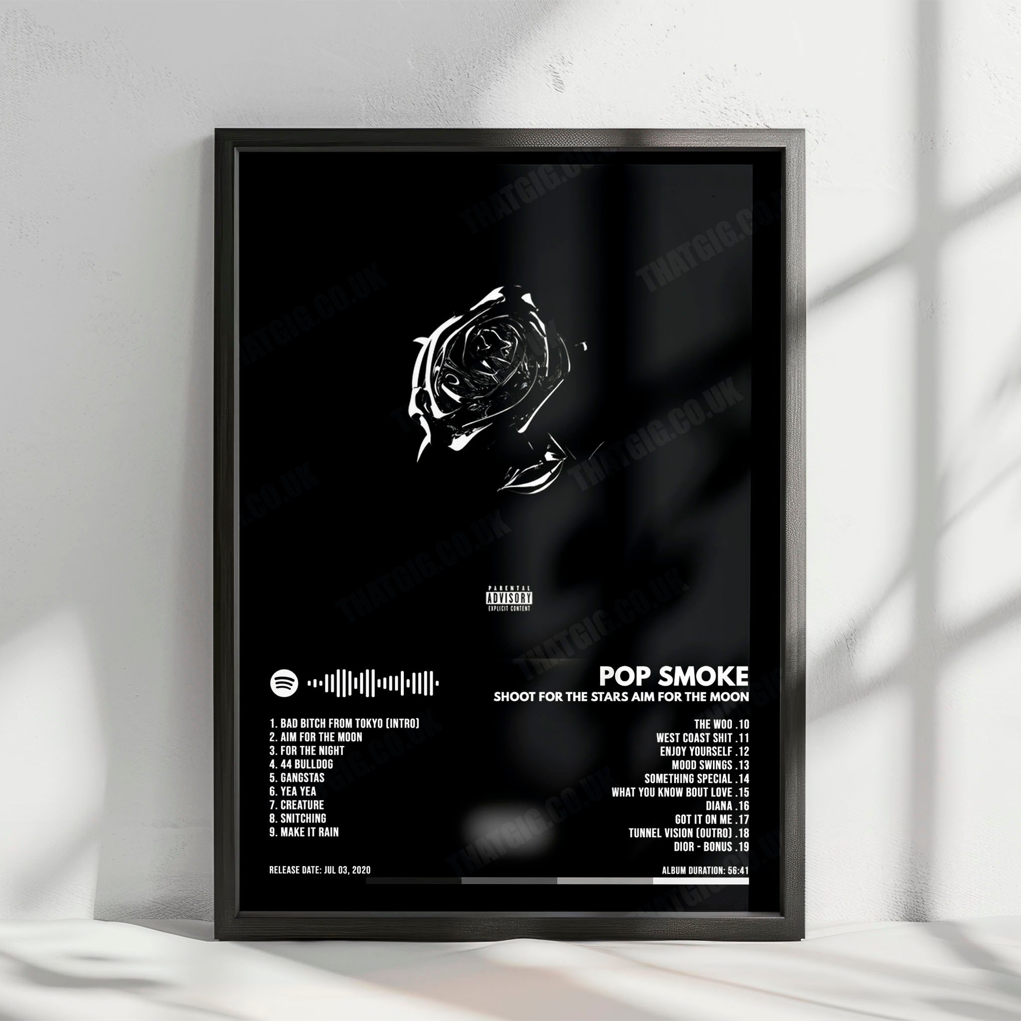 Pop Smoke "Shoot for the Stars, Aim for the Moon" Album Cover Poster - with Complete Tracklist