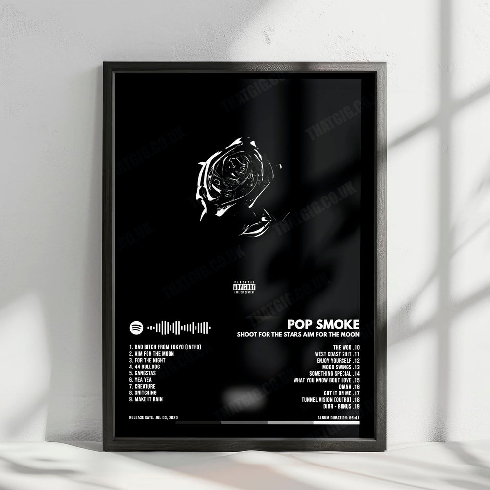 Pop Smoke "Shoot for the Stars, Aim for the Moon" Album Cover Poster - with Complete Tracklist