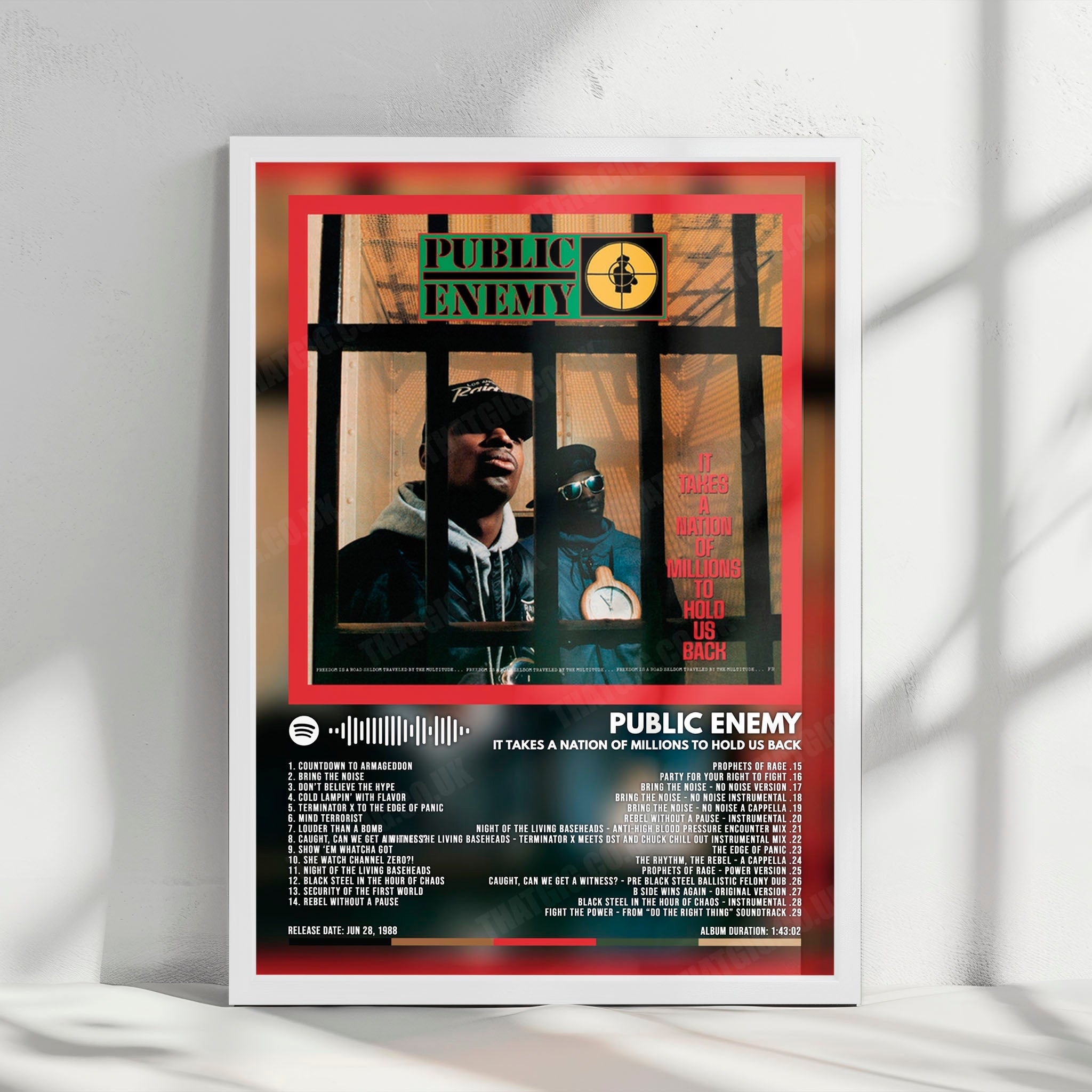Public Enemy "It Takes a Nation of Millions to Hold Us Back" Album Cover Poster - with Complete Tracklist