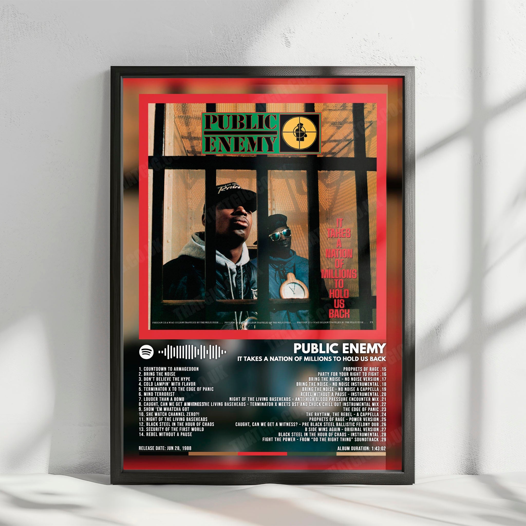Public Enemy "It Takes a Nation of Millions to Hold Us Back" Album Cover Poster - with Complete Tracklist