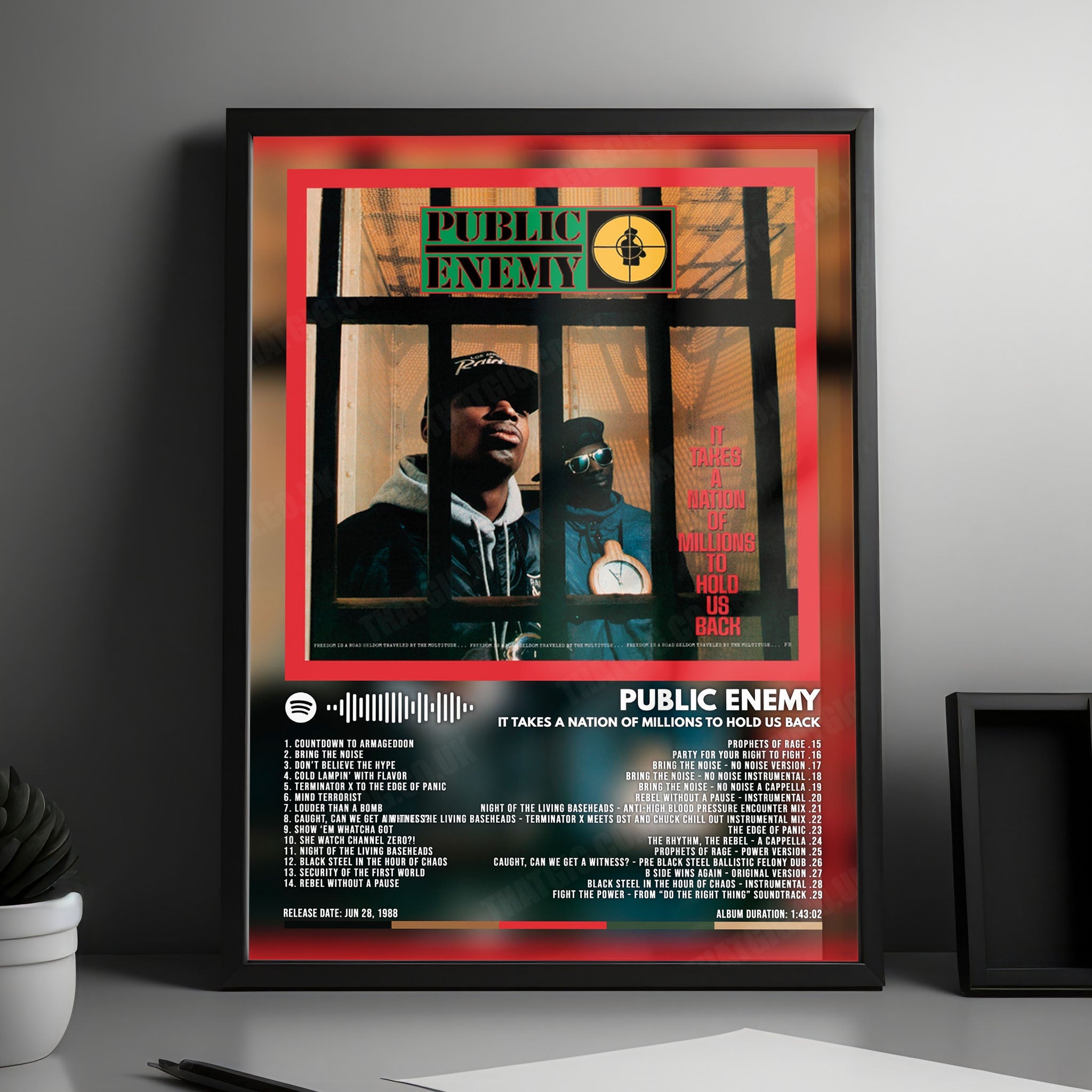 Public Enemy "It Takes a Nation of Millions to Hold Us Back" Album Cover Poster - with Complete Tracklist