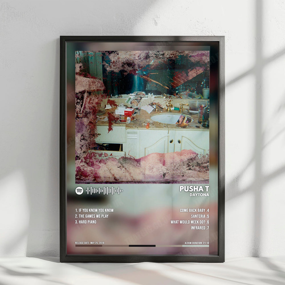 Pusha T "Daytona" Album Cover Poster - with Complete Tracklist
