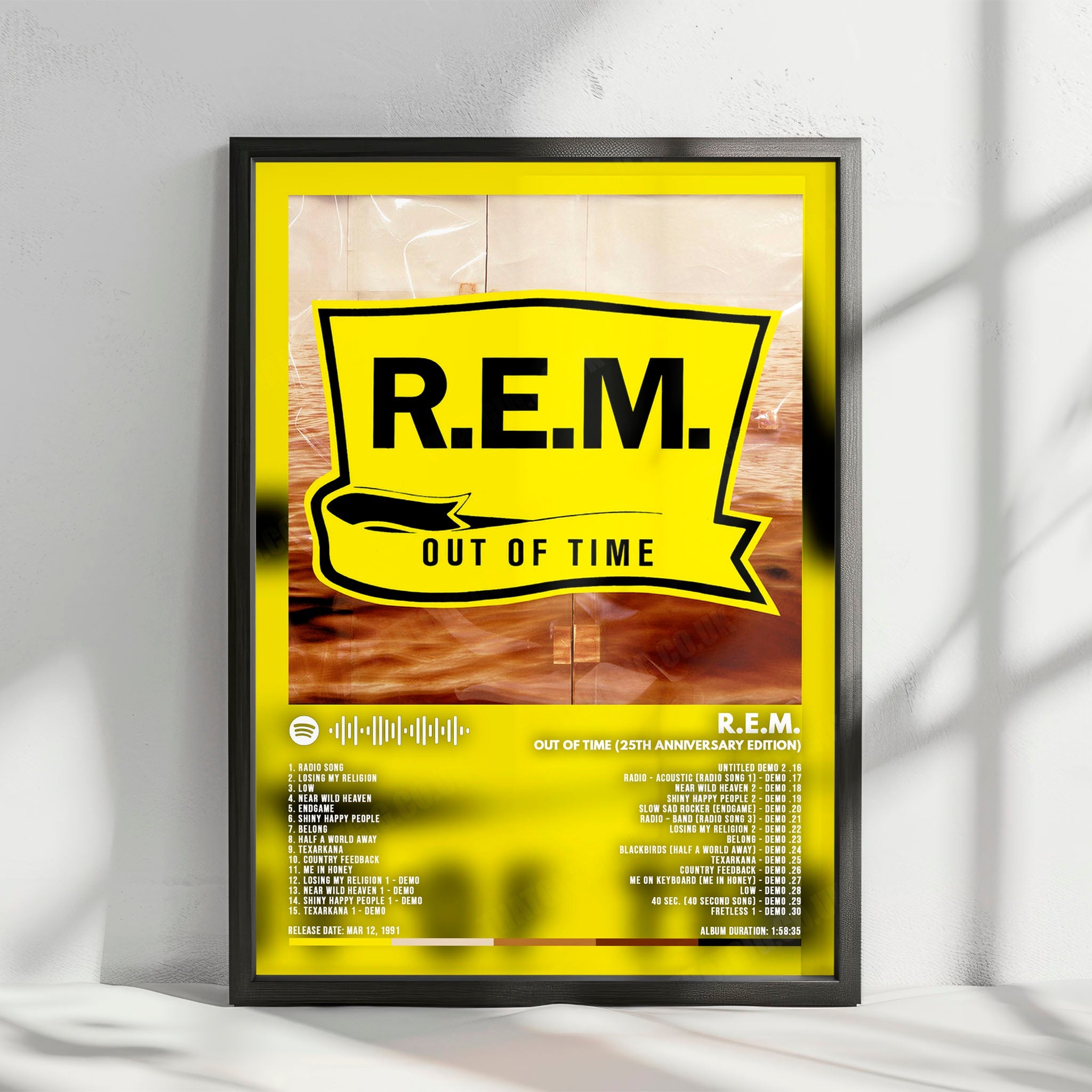 R.E.M. "Out of Time" Album Cover Poster - with Complete Tracklist