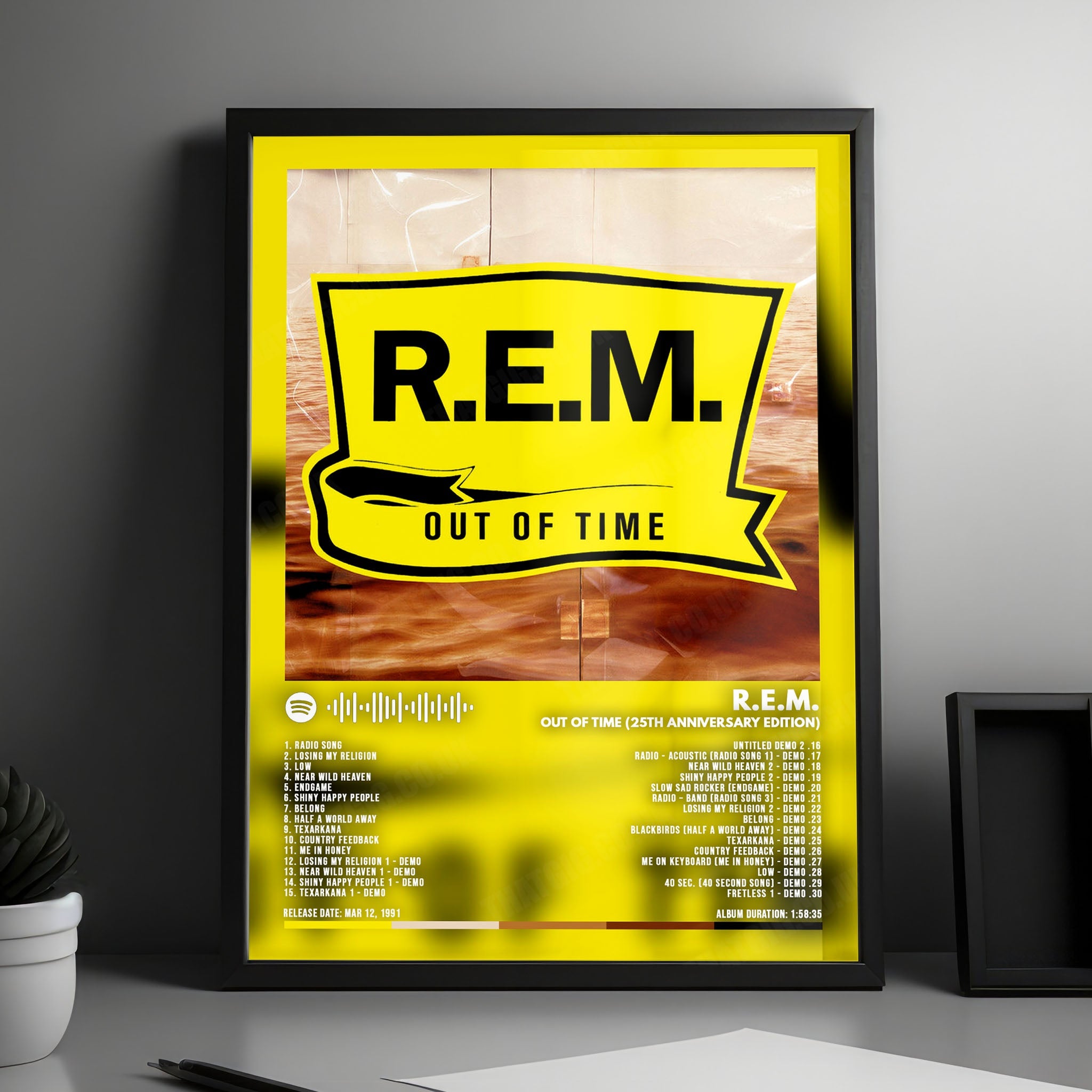 R.E.M. "Out of Time" Album Cover Poster - with Complete Tracklist