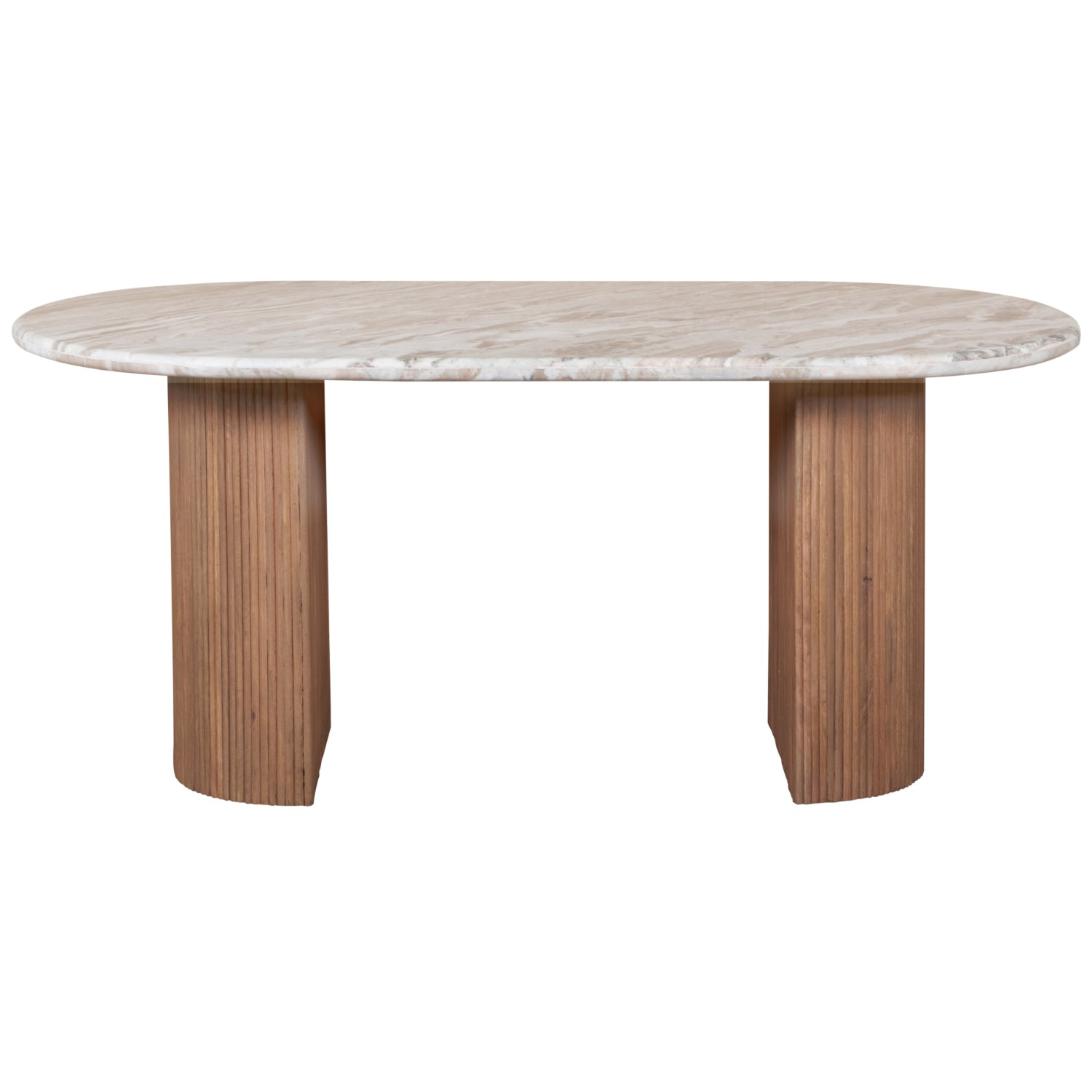 Bundi Natural Marble & Wood Pedestal 6-8 Seater Dining Table