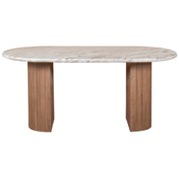 Bundi Natural Marble & Wood Pedestal 6-8 Seater Dining Table