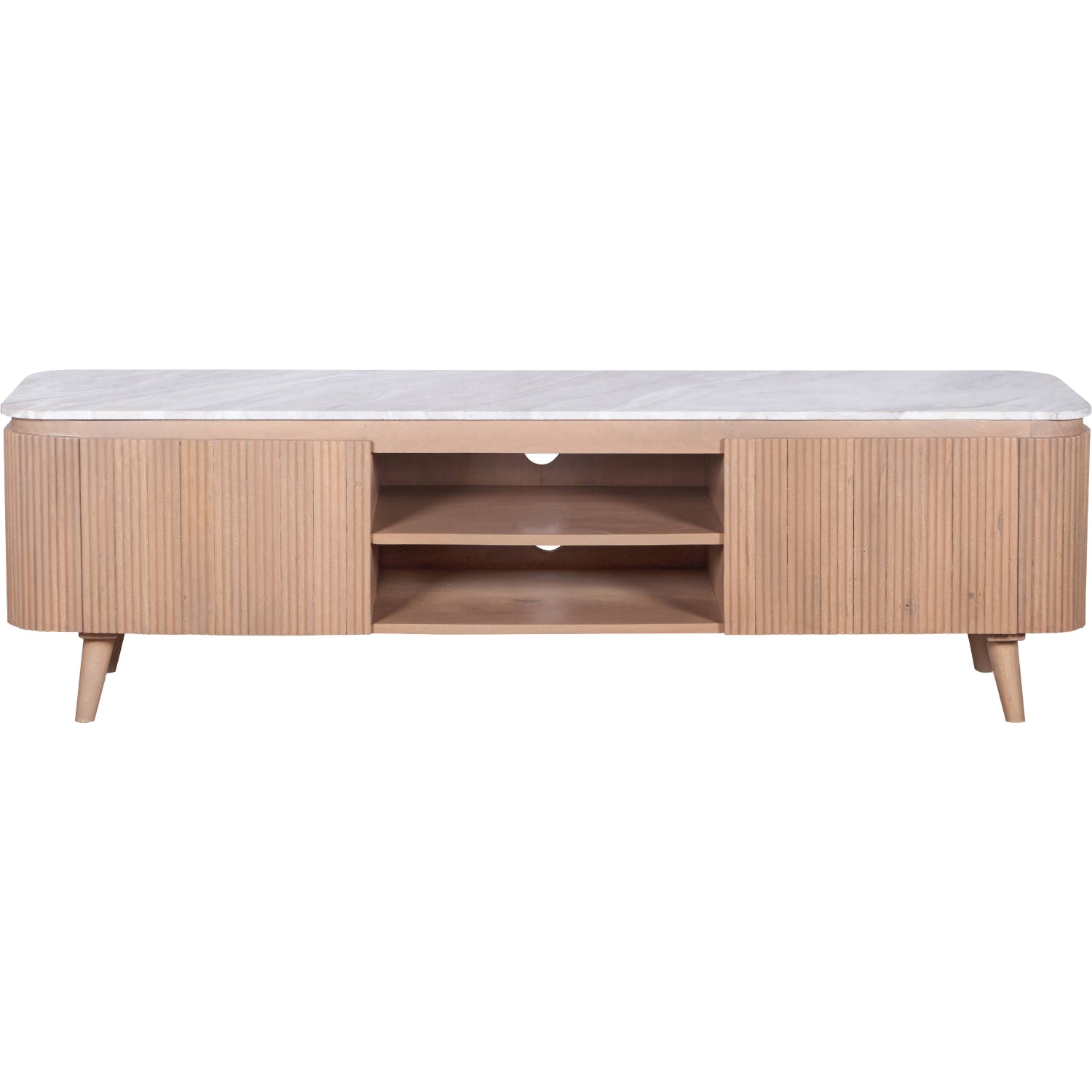 Bundi Natural Marble & Wood Large Tv Cabinet