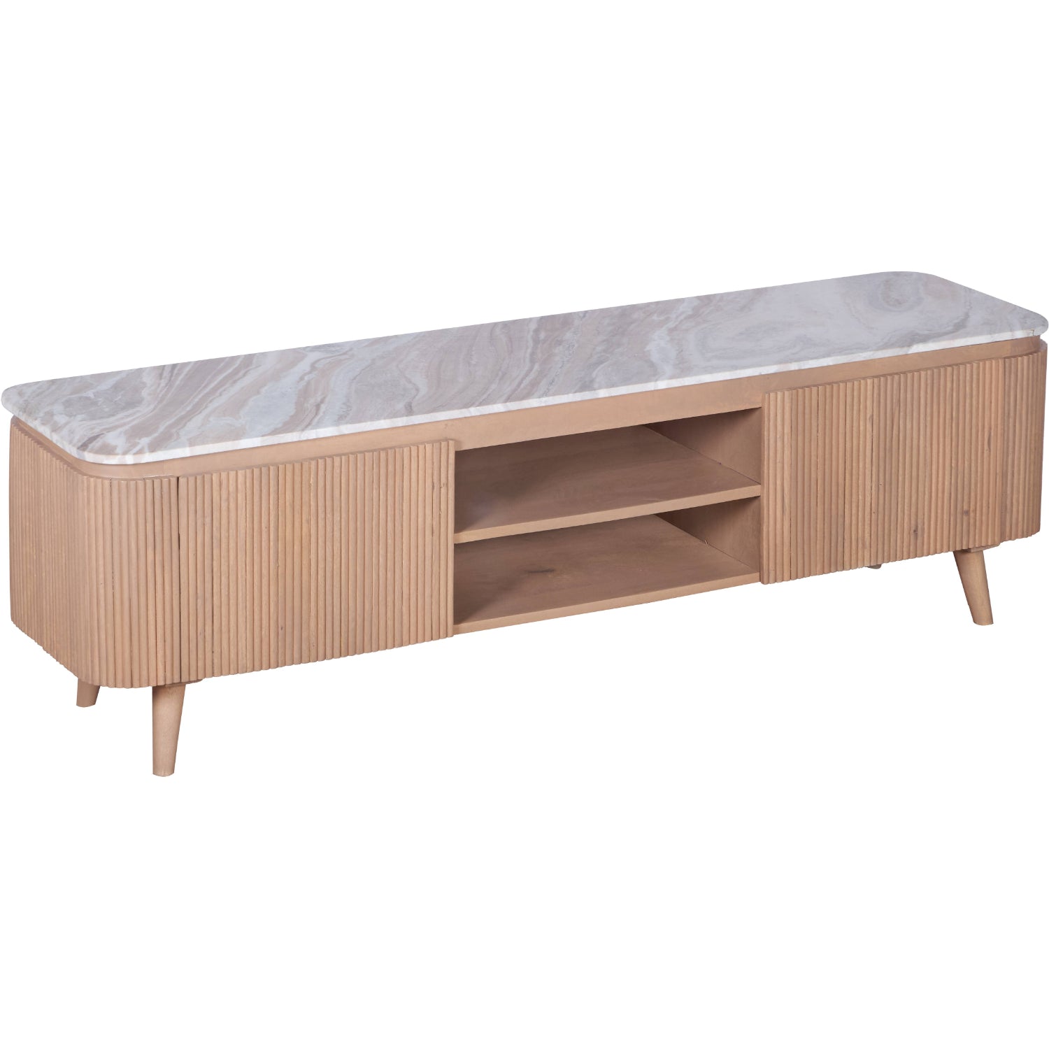 Bundi Natural Marble & Wood Large Tv Cabinet