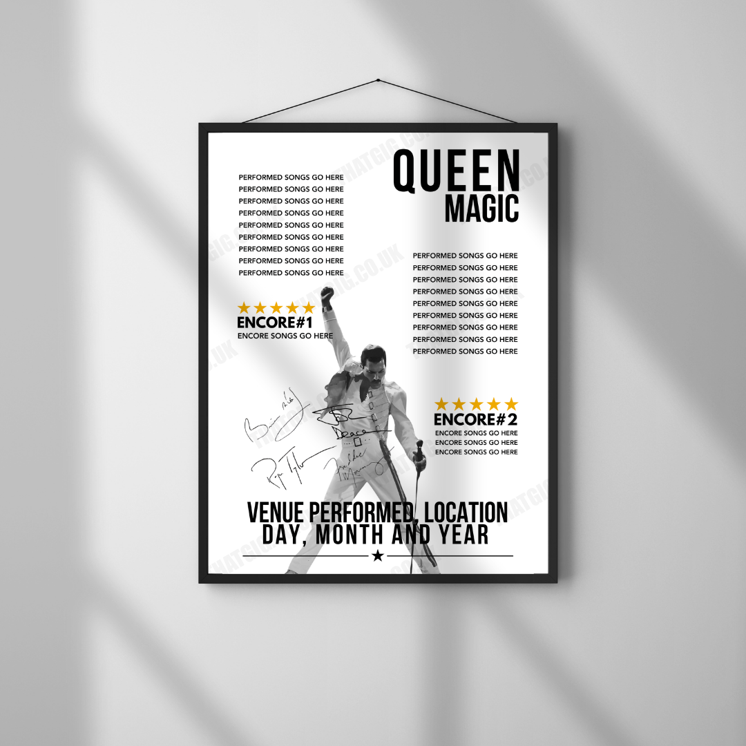 Queen Setlist Poster -  Request a Custom Setlist - Any Gig, Ever