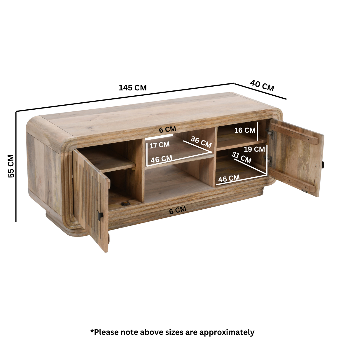 Preston Mango Wood 2 Doors TV Cabinet