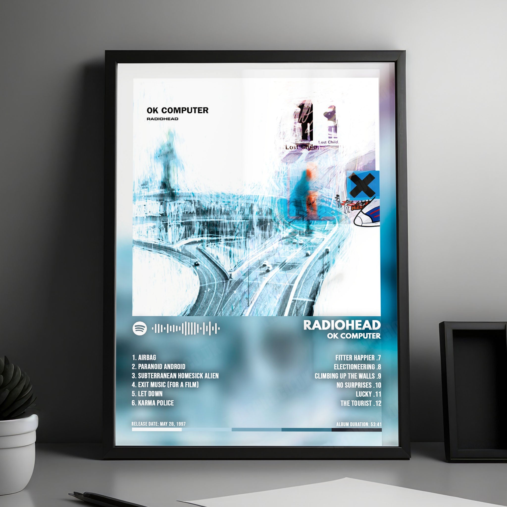 Radiohead "OK Computer" Album Cover Poster - with Complete Tracklist