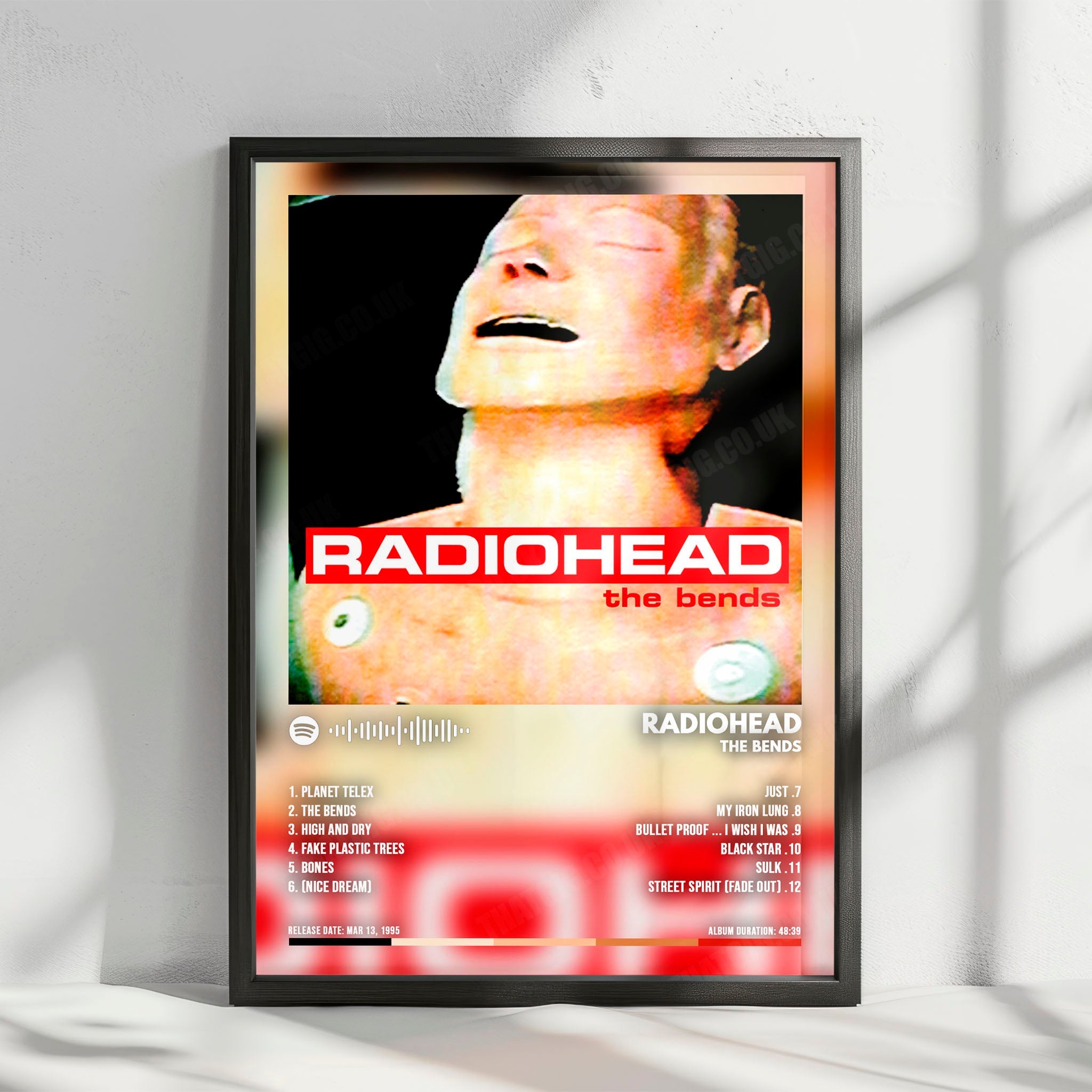 Radiohead "The Bends" Album Cover Poster - with Complete Tracklist