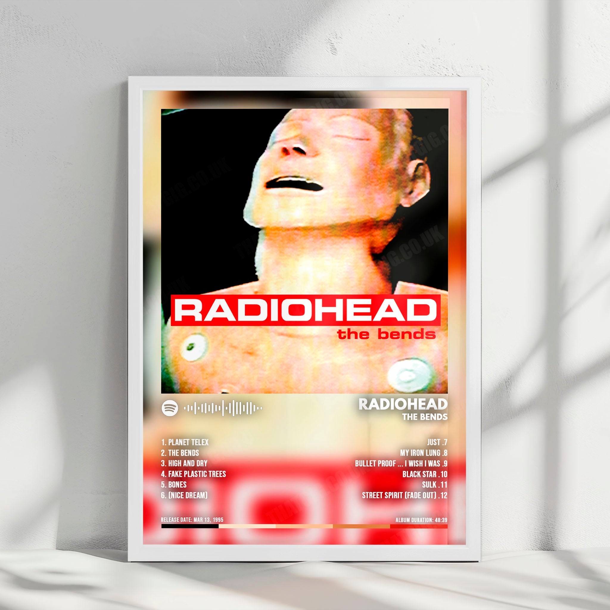 Radiohead "The Bends" Album Cover Poster - with Complete Tracklist