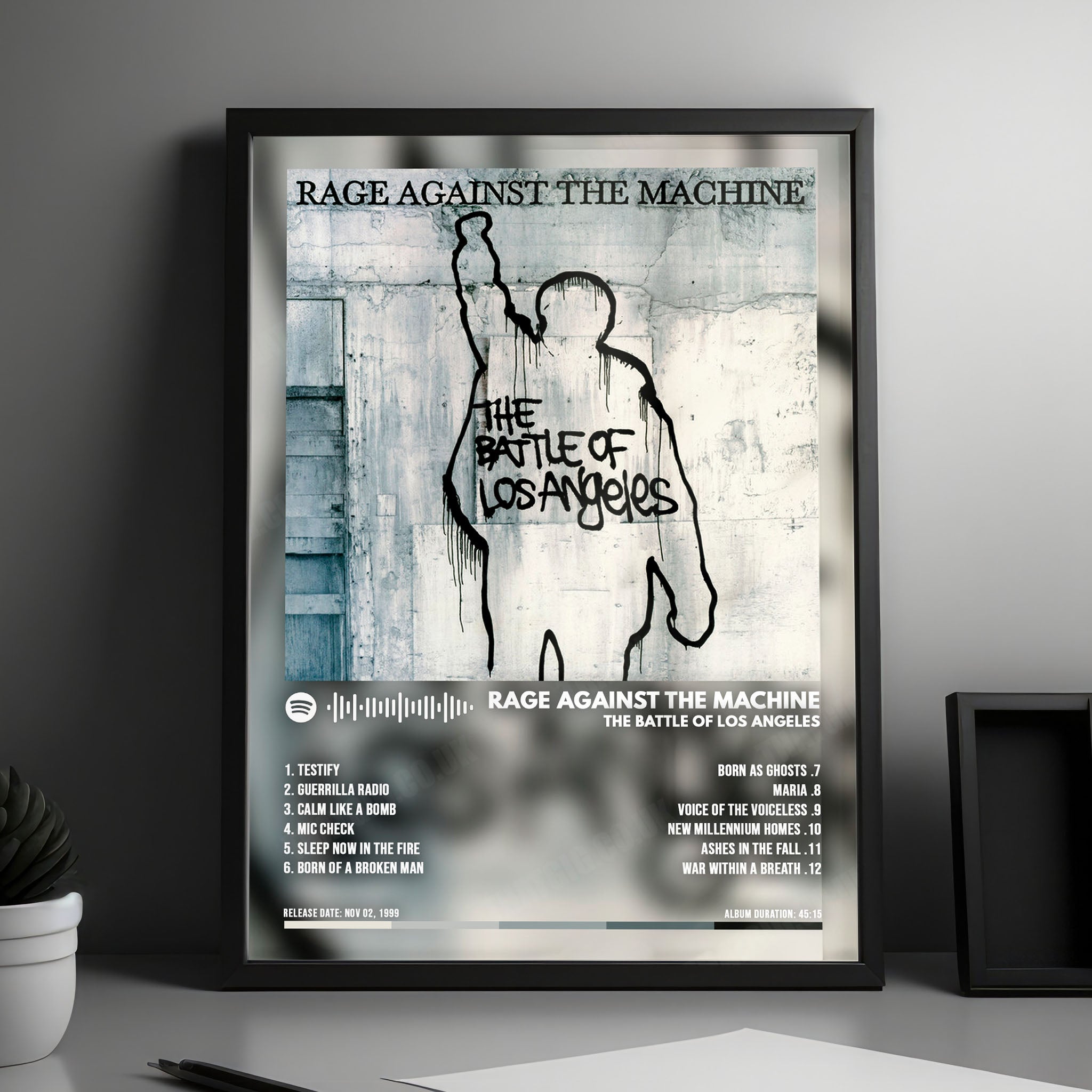 Rage Against the Machine "The Battle of Los Angeles" Album Cover Poster - with Complete Tracklist