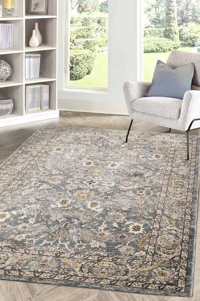 Raja Traditional Grey Vintage Rug for Timeless Elegance
