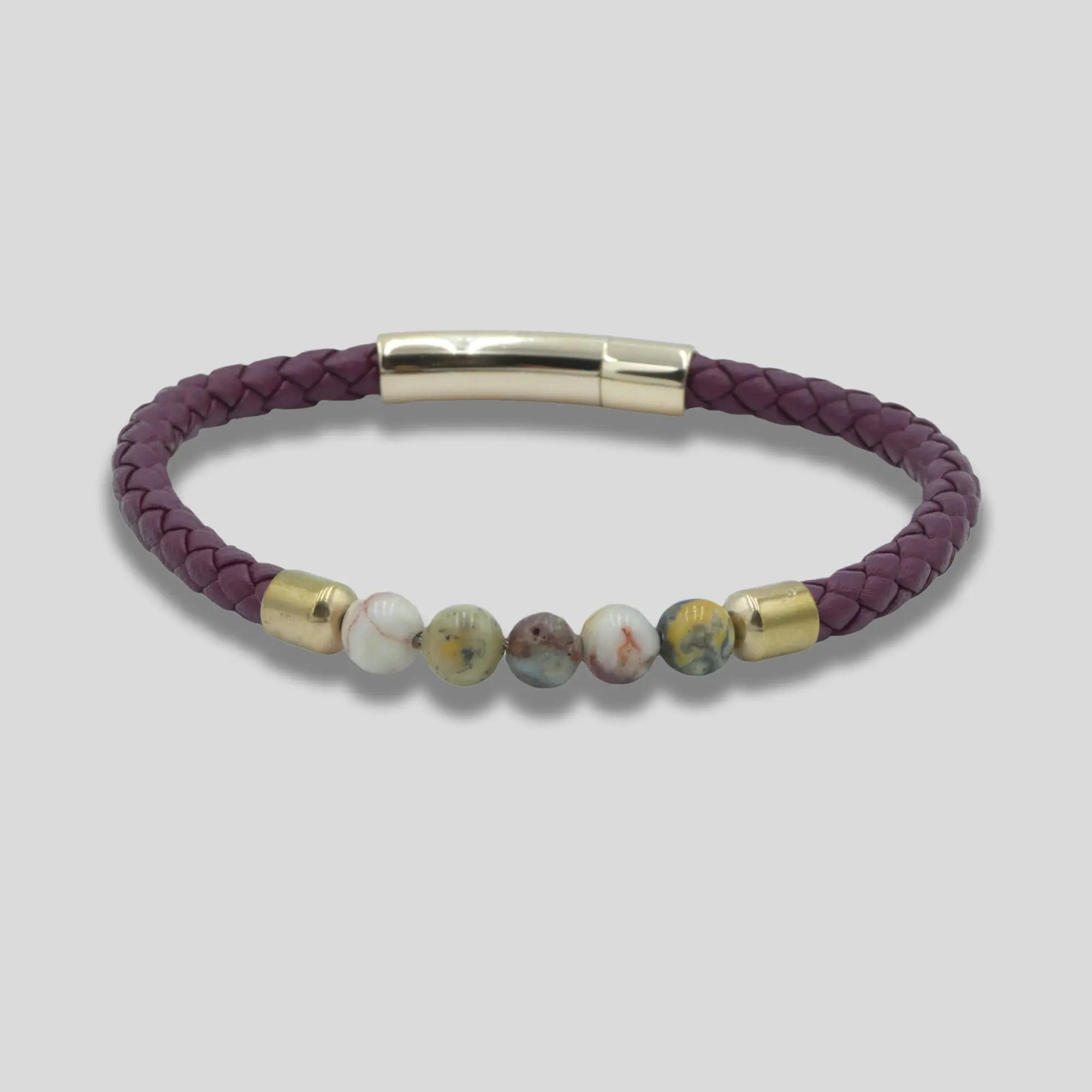 Red Leather Bracelet with Beads