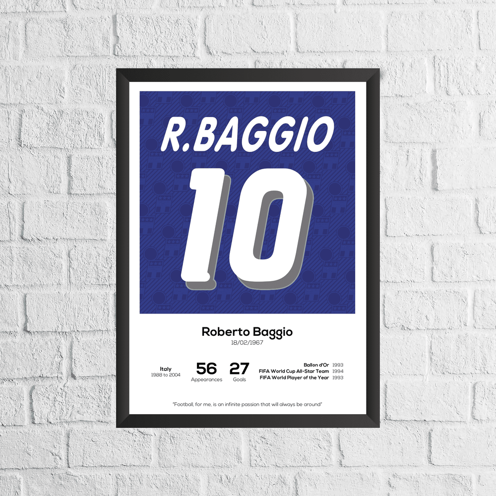 Roberto Baggio Italy Legend Stats Print