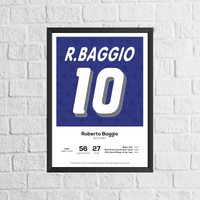 Roberto Baggio Italy Legend Stats Print