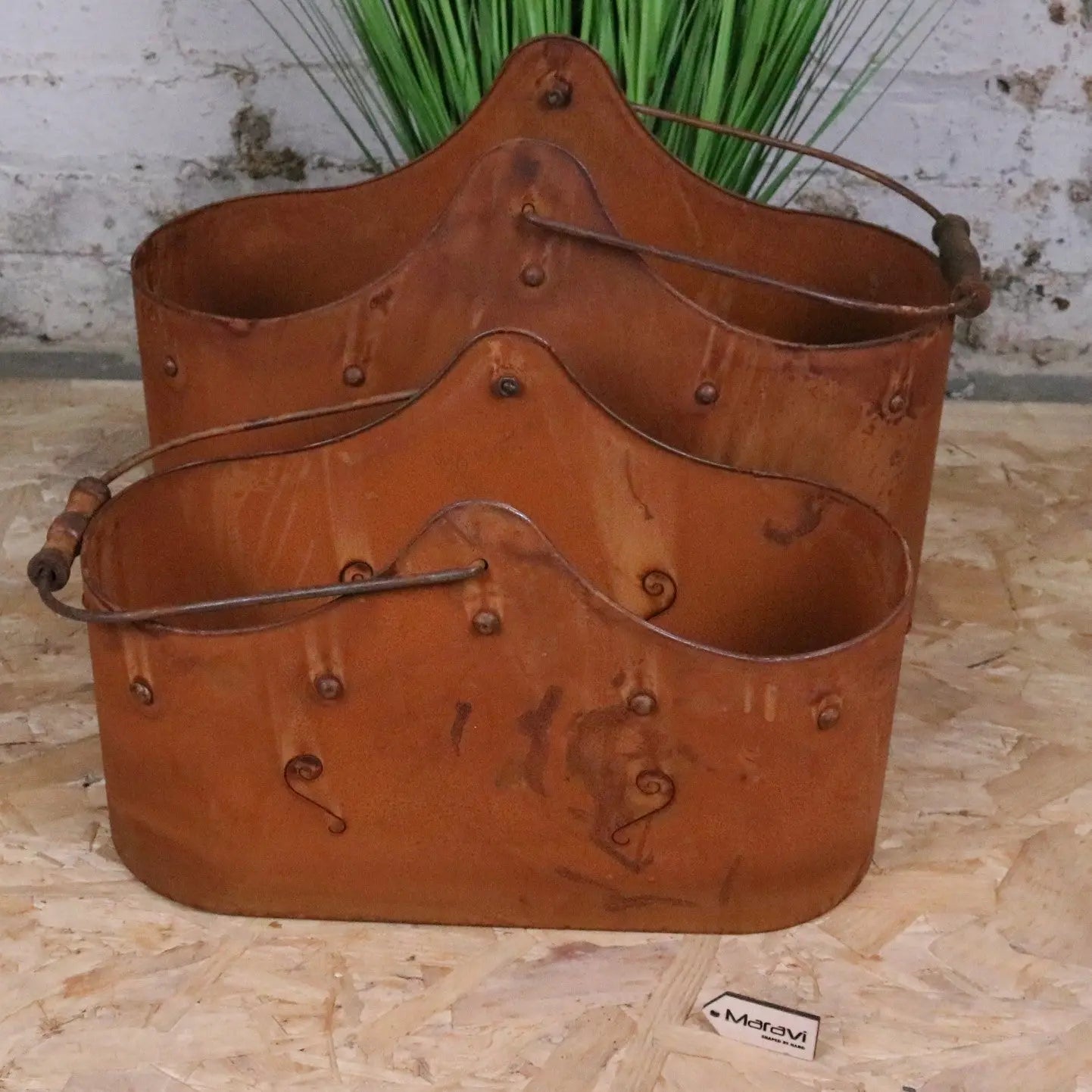 Rohira Basket Style Rusty Planters Set of 2