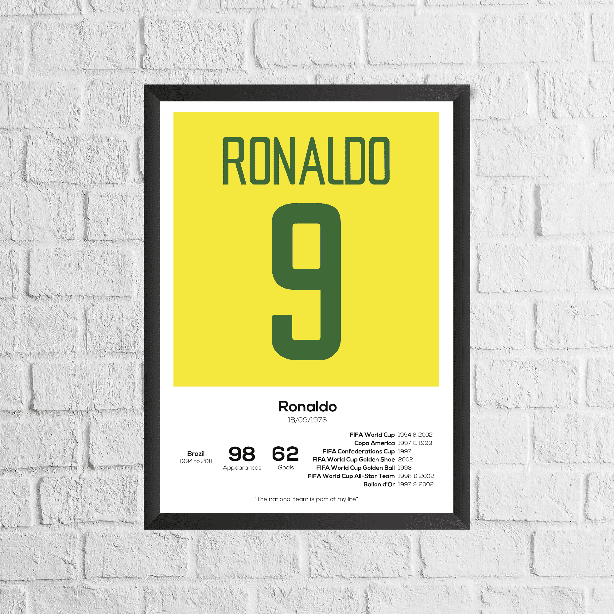 Ronaldo R9 Brazil Legend Stats Print