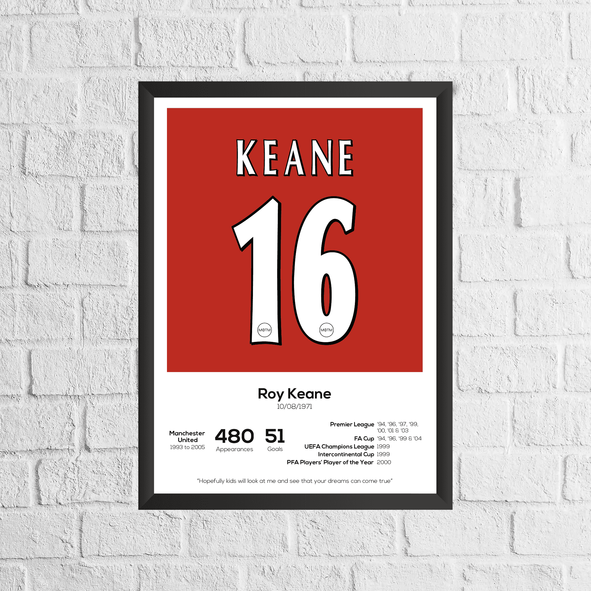 Roy Keane Legend Stats Print