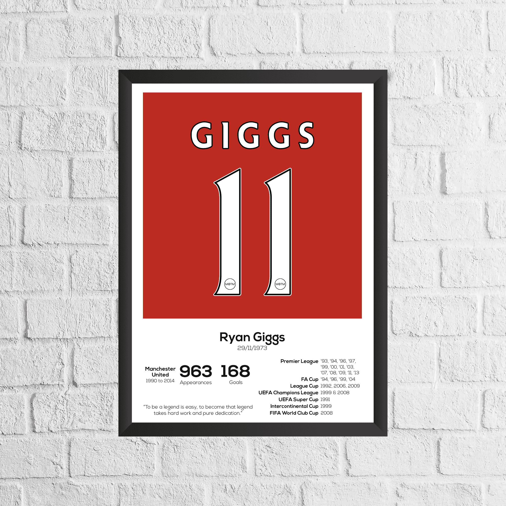 Ryan Giggs Legend Stats Print