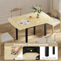 GOFLAME Folding Dining Table Drop Leaf Tables Home Wood Kitchen Table with Foot Pad