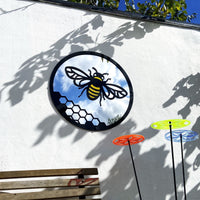 SunCatcher Garden Mirror Round Yellow Honey Bee Range of Sizes