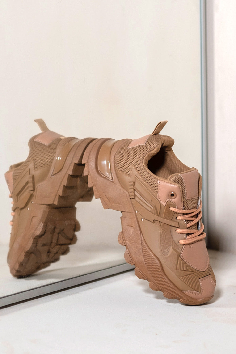 FLAVIA CHUNKY THICK SOLE TRAINERS IN KHAKI