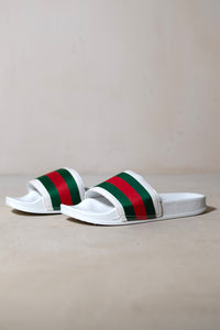 FLORENCE MULTI-STRIPE STRAP SLIDERS IN WHITE