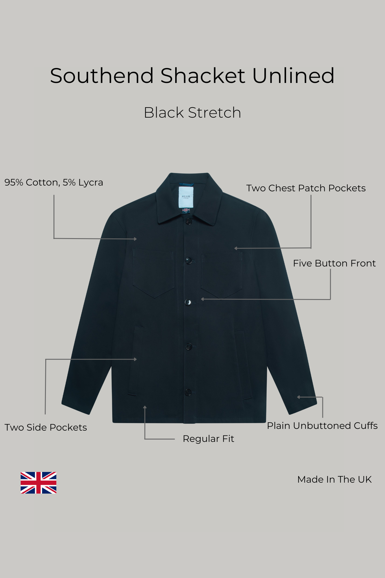 Southend Shacket Unlined - Black Stretch
