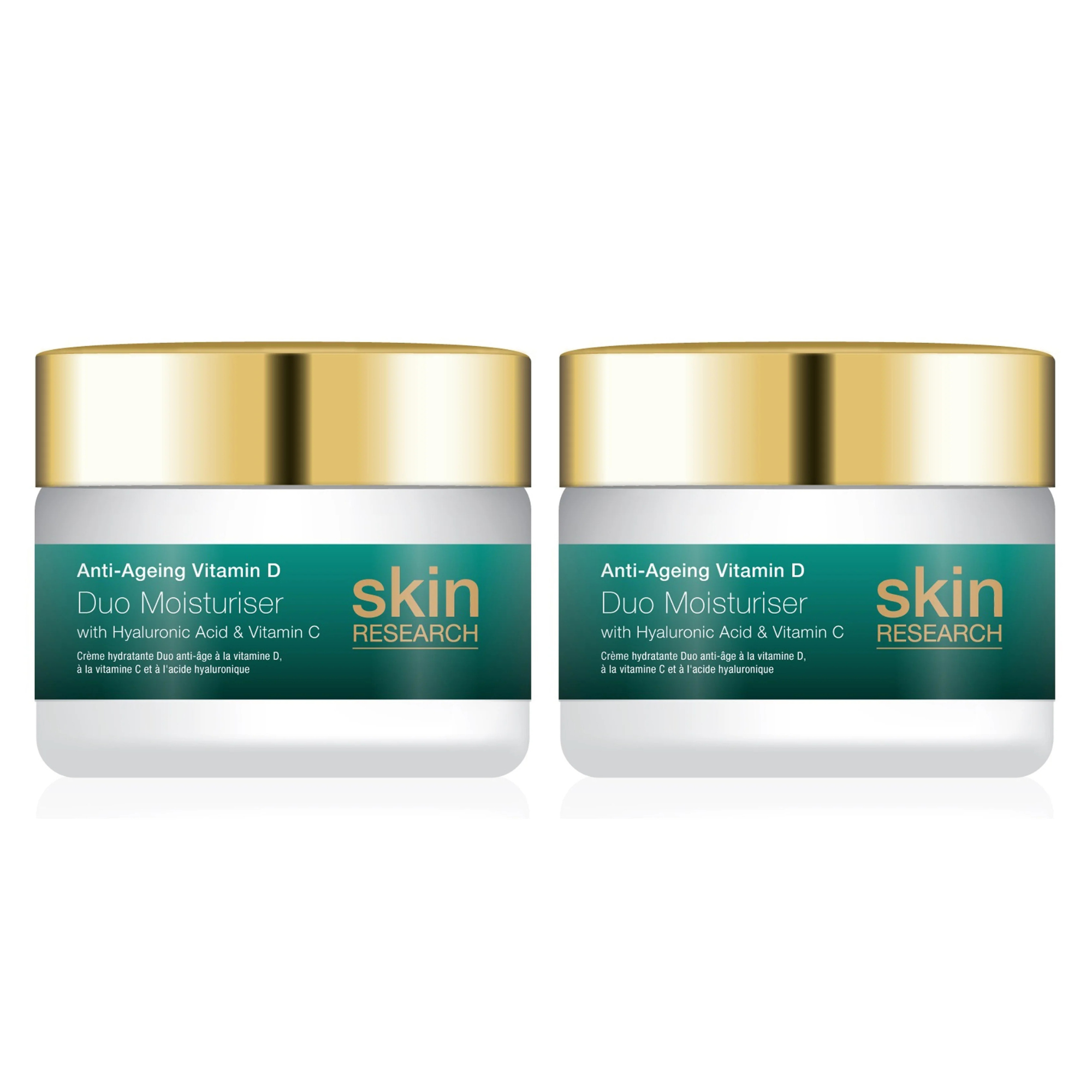 Skin Research Anti-Ageing Vitamin D with Hyaluronic Acid & Vitamin C Duo Moisturiser 50ml Twin Value Savings Pack