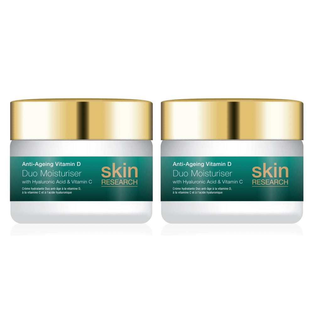 Skin Research Anti-Ageing Vitamin D with Hyaluronic Acid & Vitamin C Duo Moisturiser 50ml Twin Value Savings Pack