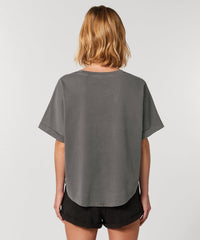 Organic Garment Dyed Roll Sleeve T-shirt: Womens