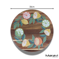 Saitras 35cm Wooden Lazy Susan with Vibrant Citrus Design