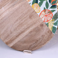 Saitras Enamel Citrus Chopping Board 48cm - Vibrant Mango Wood Design