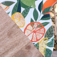 Saitras Enamel Citrus Chopping Board 48cm - Vibrant Mango Wood Design