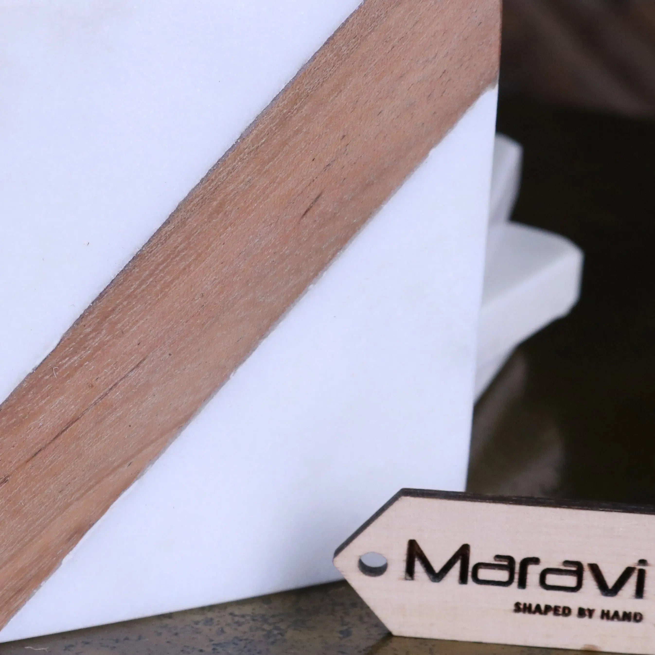 Salya White Marble and Wood Luxury Coasters