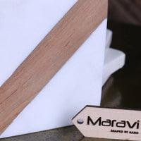 Salya White Marble and Wood Luxury Coasters