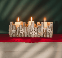 Large Birch Wood Christmas Candle Holder Decoration