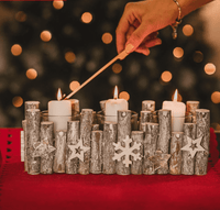 Large Birch Wood Christmas Candle Holder Decoration