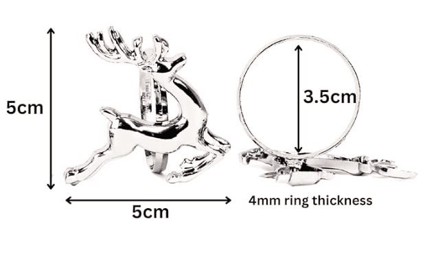 Set of 4 Silver Christmas Stag Napkin Rings