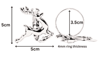 Set of 4 Silver Christmas Stag Napkin Rings